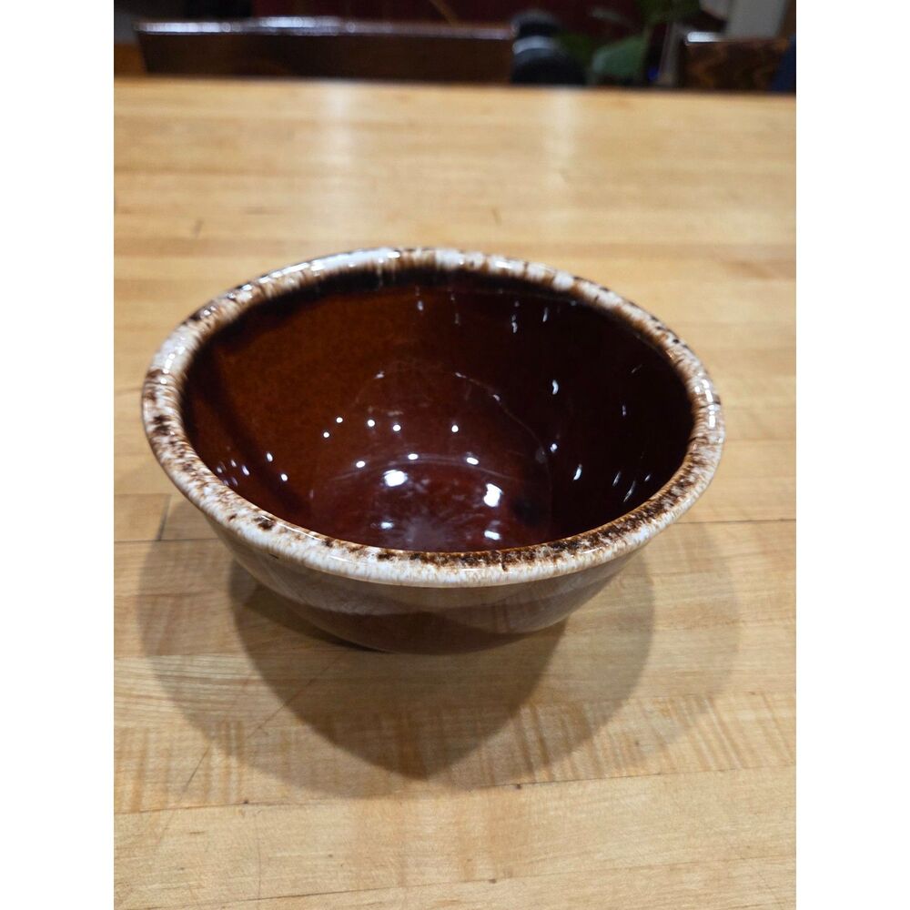 Vintage Hull Pottery Brown Drip Glaze Cereal Soup Mixing Bowl 7 Inch